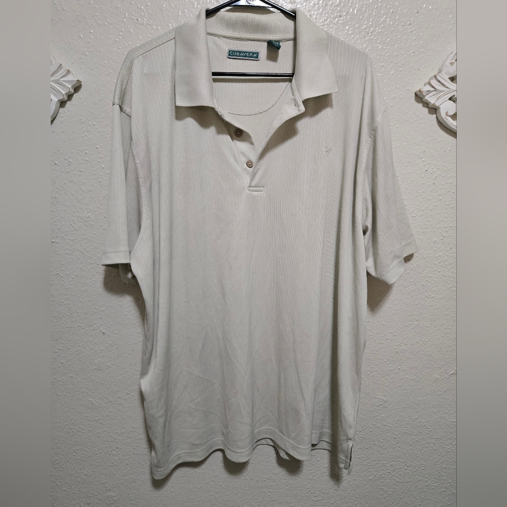 CUBAVERA Casual SS Shirt Mens XXL Lime Green Cotton Poly Blend Textured